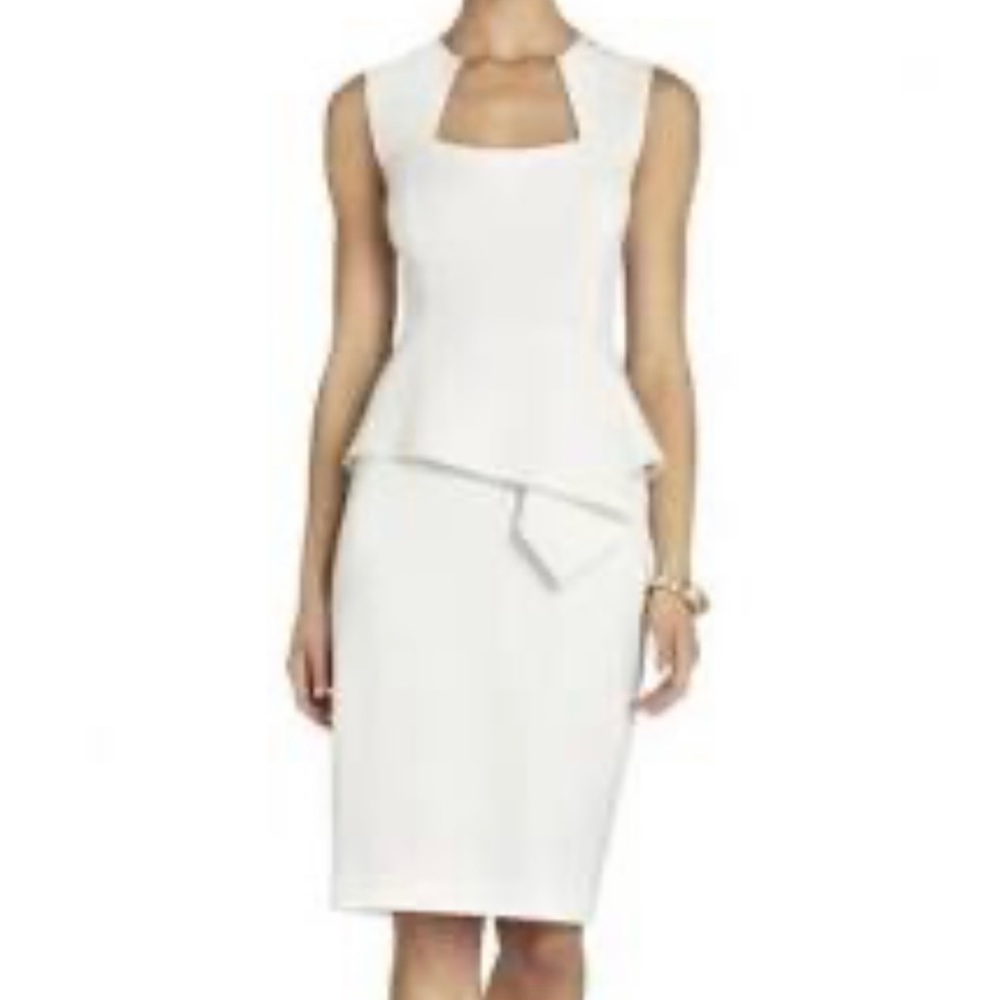 BCBG Max Azria Simone peplum dress, off white, size 2